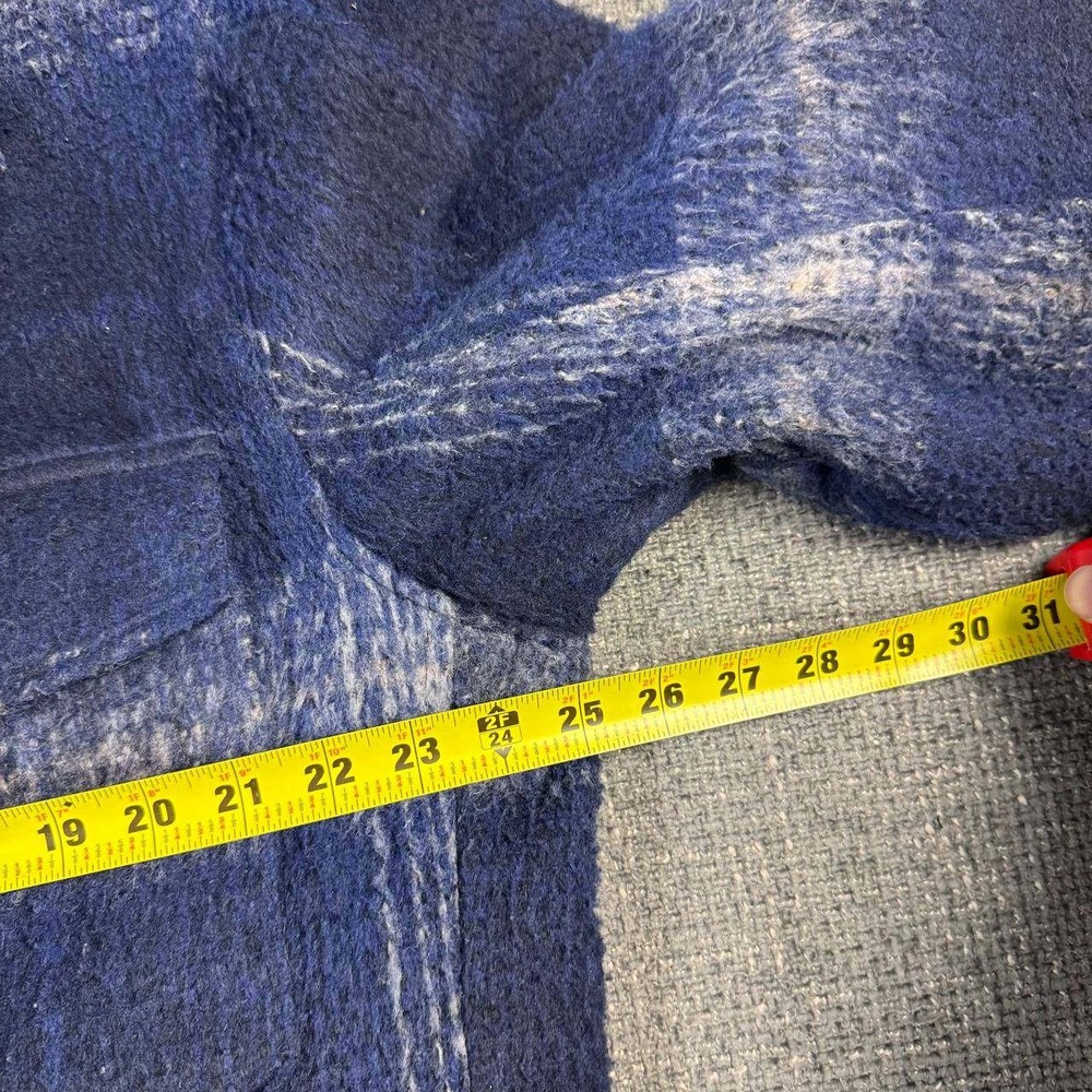 Abercrombie & Fitch Shirt Jacket Mens L Blue Plaid Sherpa Wool Blend Relaxed - Picture 8 of 16